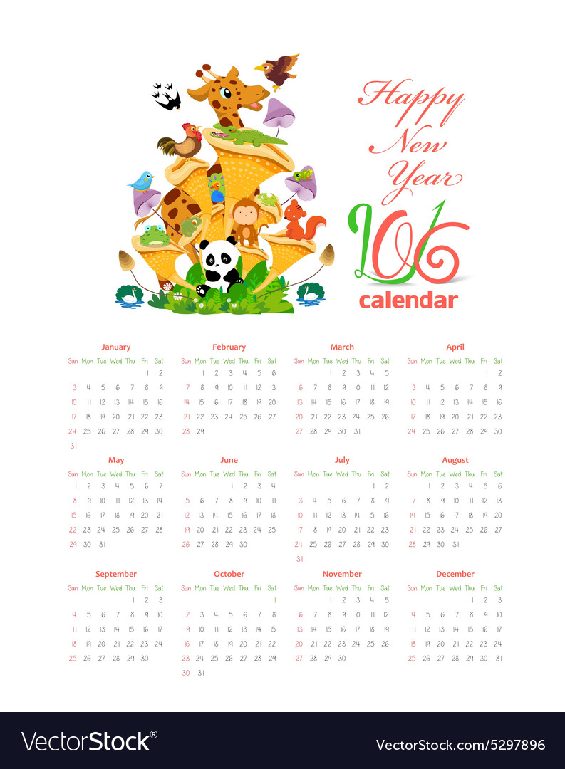 Calendar with animals so cute 2016