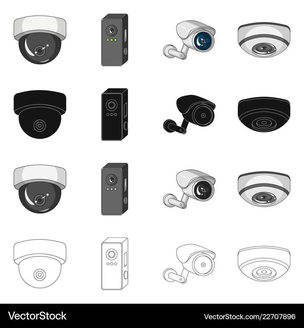 CCTV Security Camera Icon Set Royalty Free Vector Image