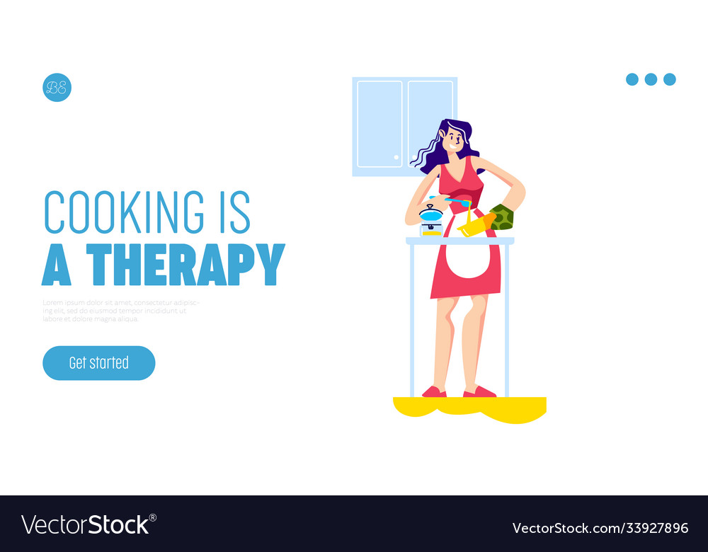 Cooking therapy landing page template with cartoon