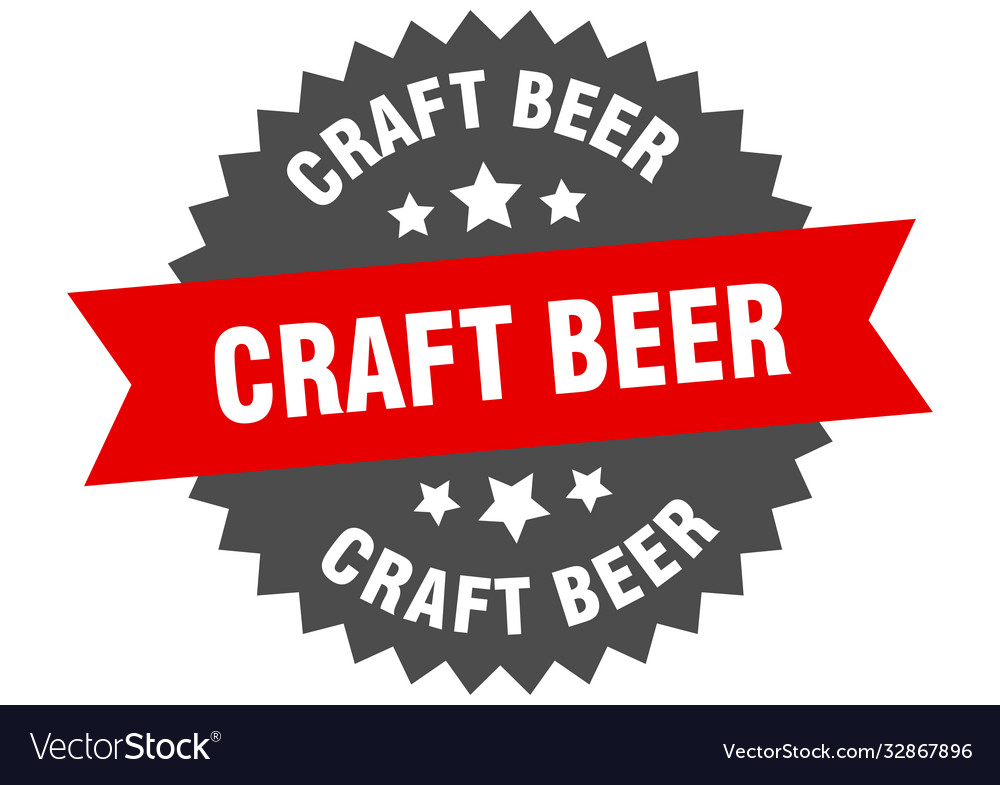 Craft beer round isolated ribbon label