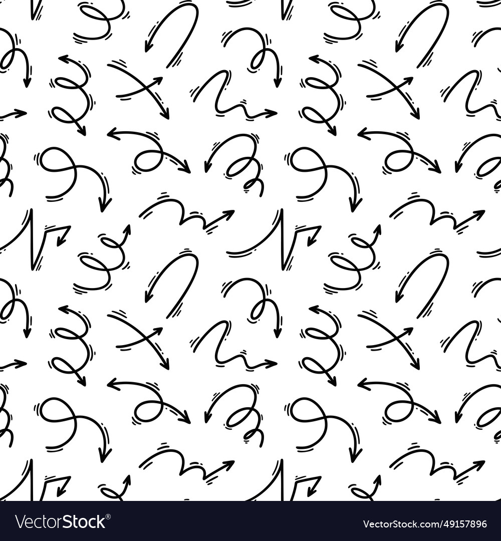 Doodle arrow seamless pattern squiggle scribble Vector Image Doodle arrow seamless pattern squiggle scribble