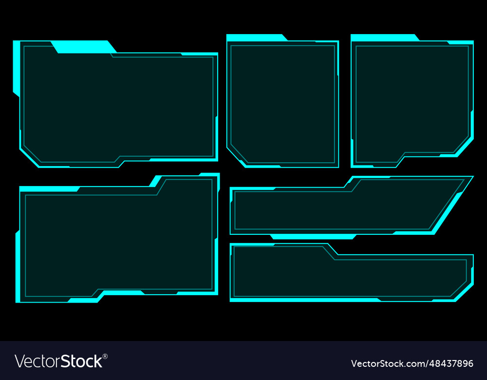 Hud frames blue user interface elements design vector image Hud frames blue user interface elements design