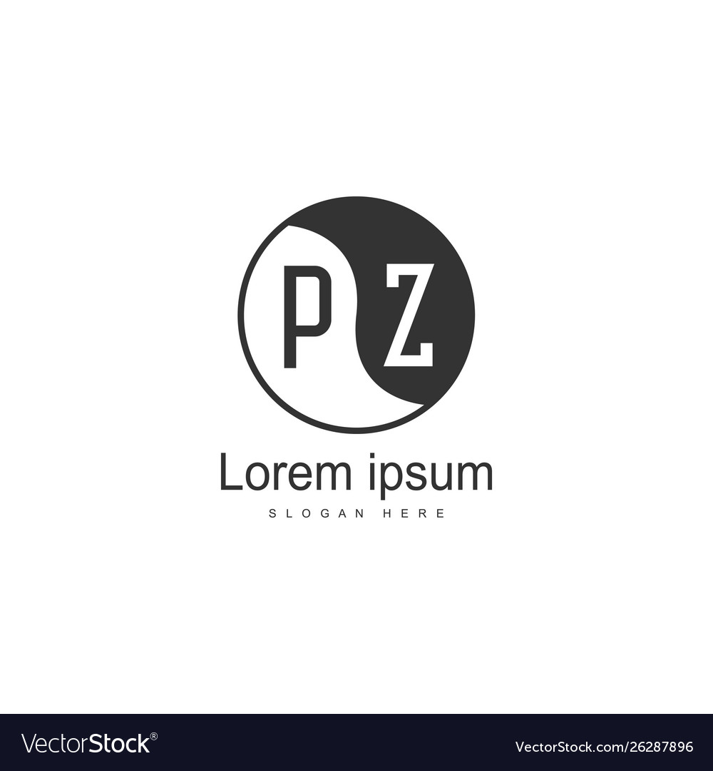 Initial pz Logo Vorlage mit modernem Rahmen