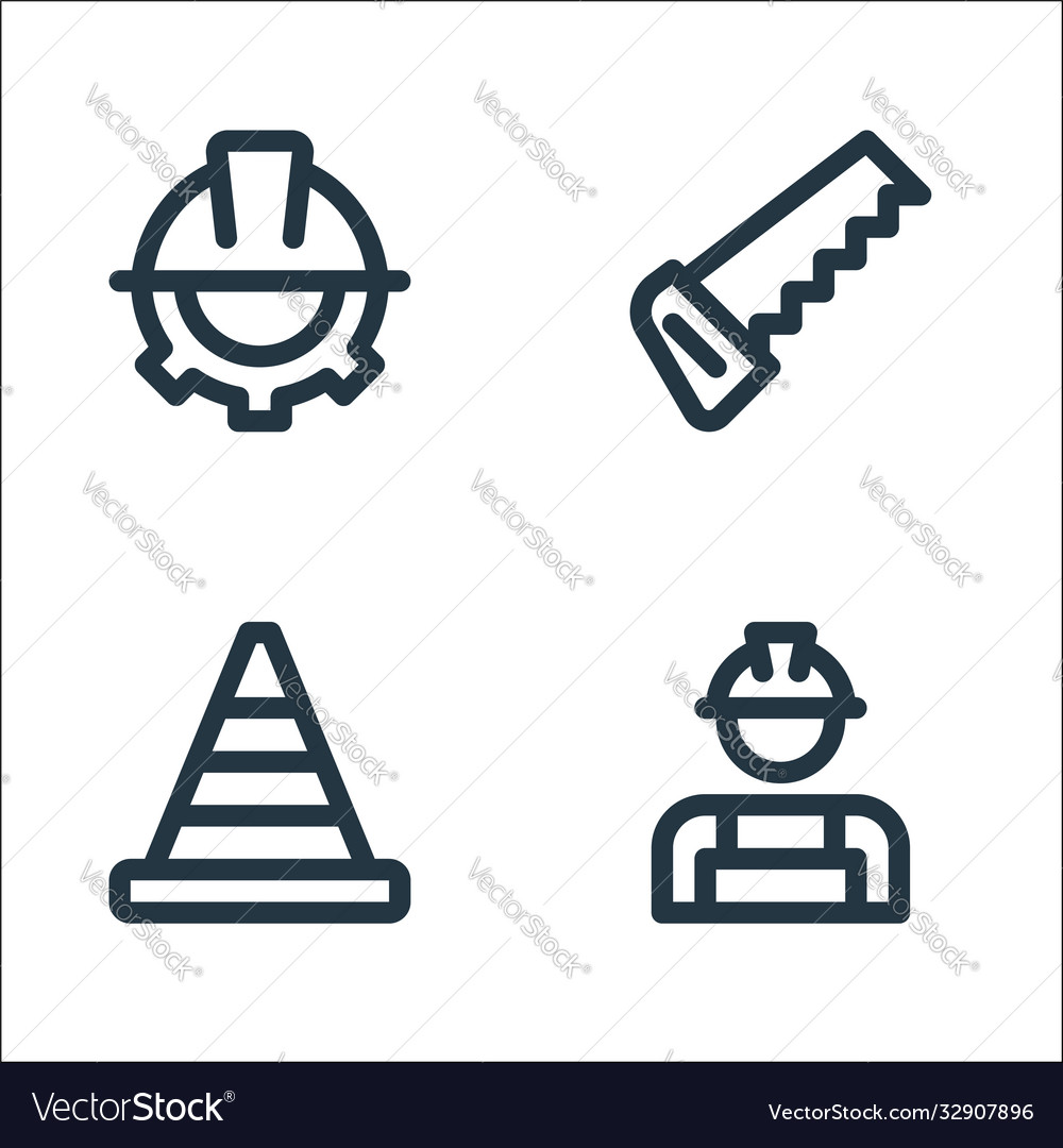 Labour day line icons linear set quality vector image Labour day line icons linear set quality
