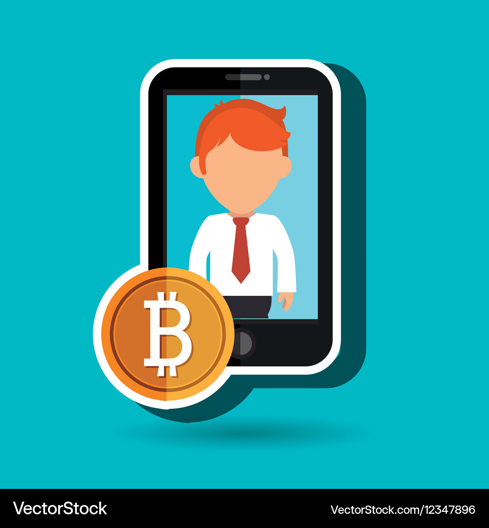 Man smartphone bit coin Royalty Free Vector Image