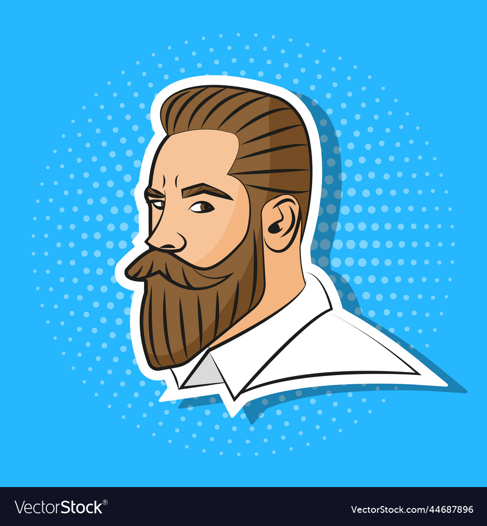 Man with a beard in pop art style Vector Image Man with a beard in pop art style