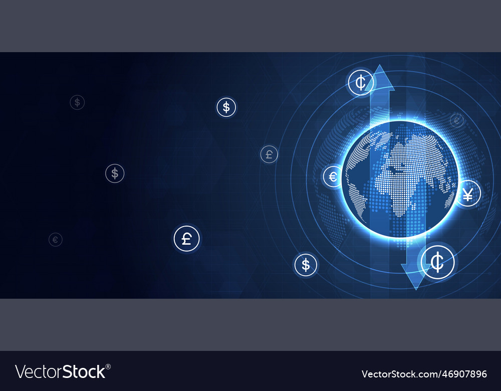 Money transaction technology concept global vector image Money transaction technology concept global