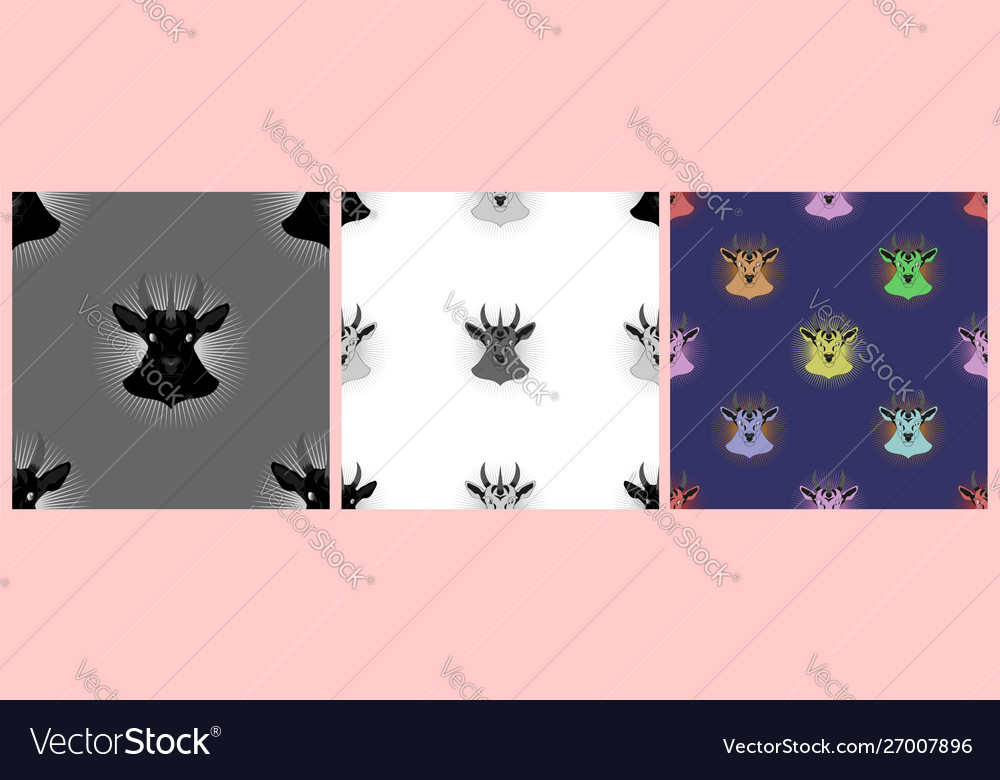 Set seamless patterns multicolored taurus