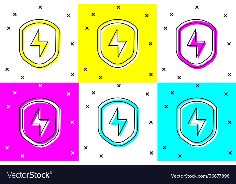 Set secure shield with lightning icon isolated Vector Image Set secure shield with lightning icon isolated