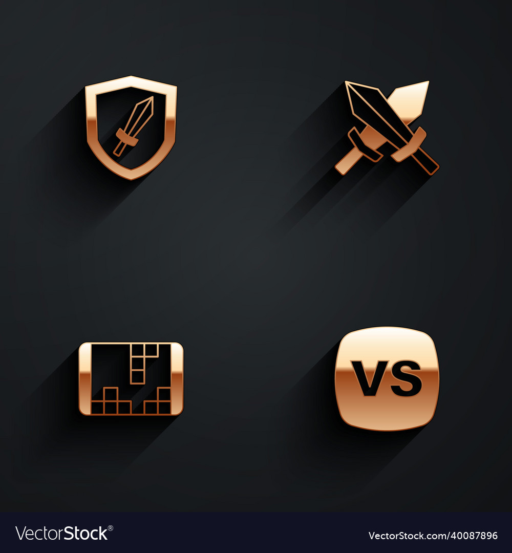 Set sword for game portable video console and vs vector image Set sword for game portable video console and vs