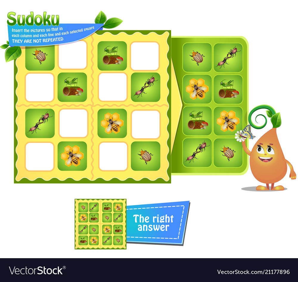 Sudoku game insects logic vector image Sudoku game insects logic