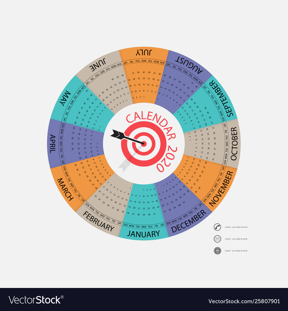 2020 calendar templatecircle