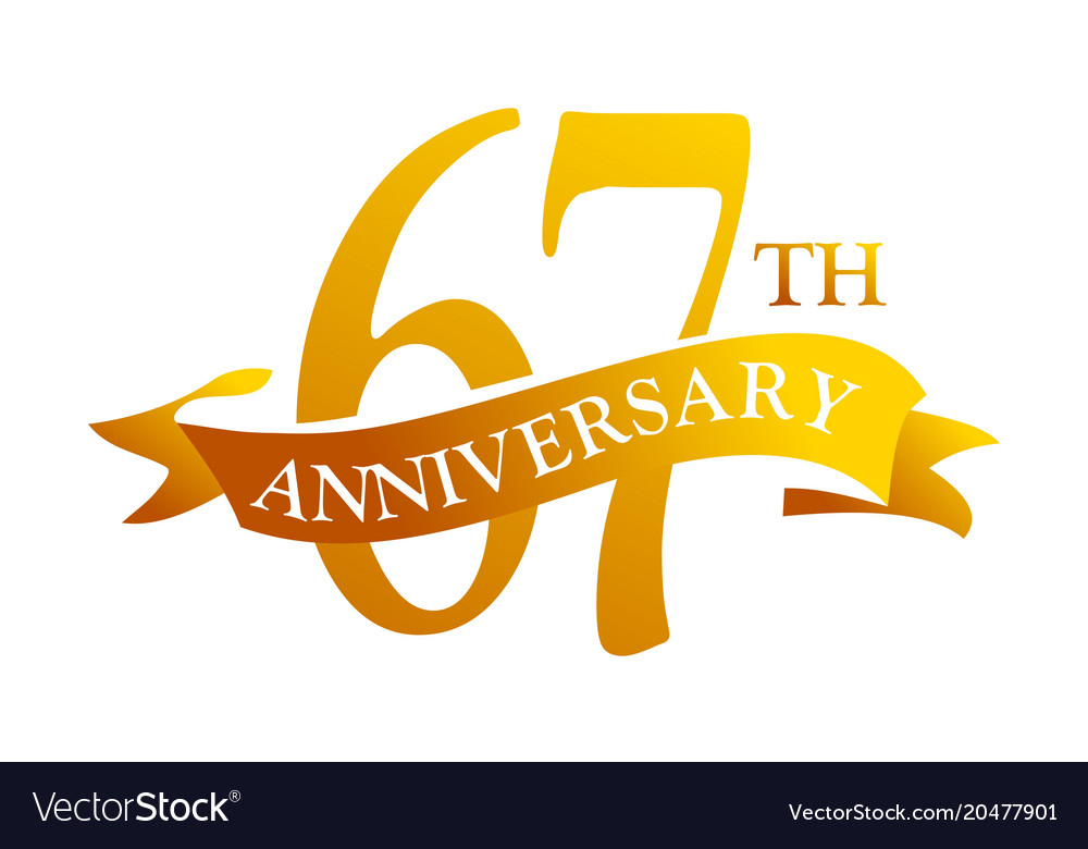 67 year ribbon anniversary Royalty Free Vector Image