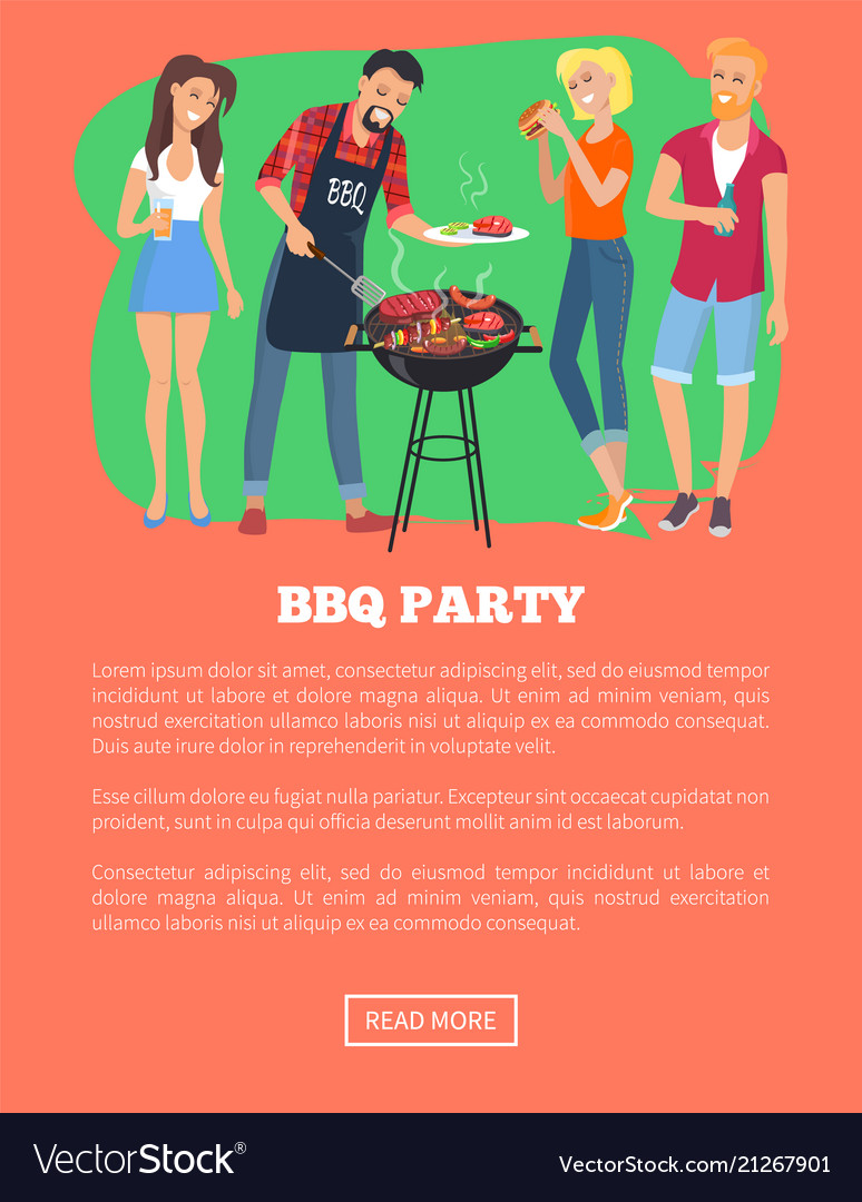 Bbq party web page and text vector image Bbq party web page and text