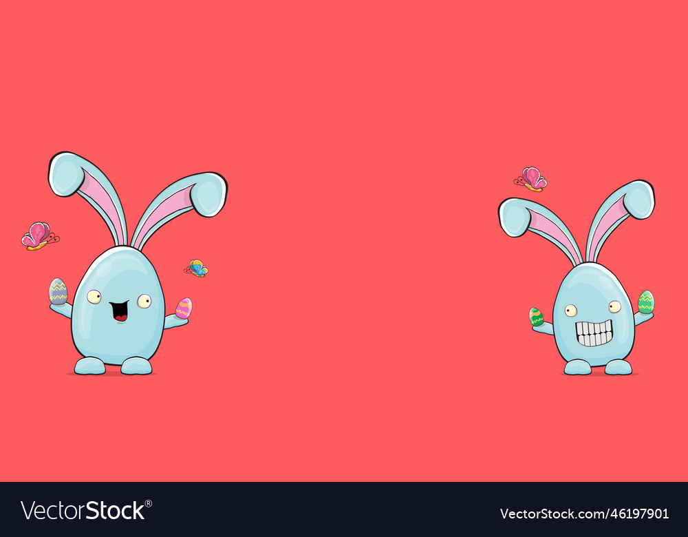 Cartoon funny blue easter bunny isolated