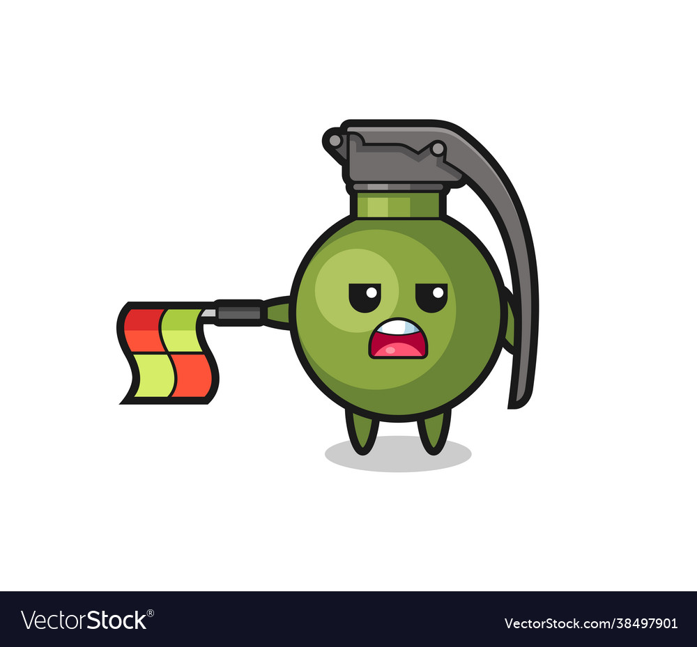 Grenade character as line judge hold flag Vector Image Grenade character as line judge hold flag