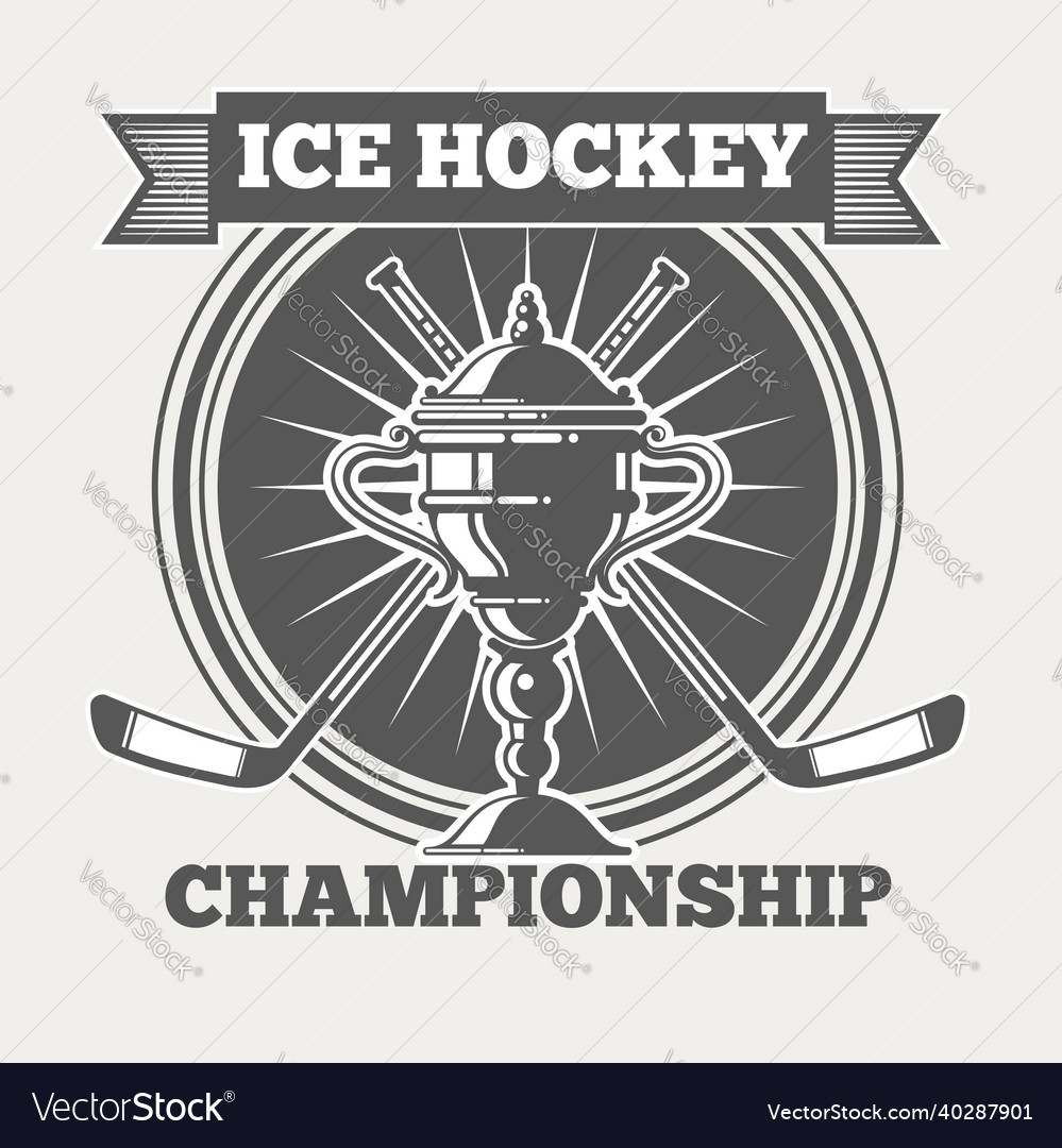 Vintage hockey labels set Royalty Free Vector Image