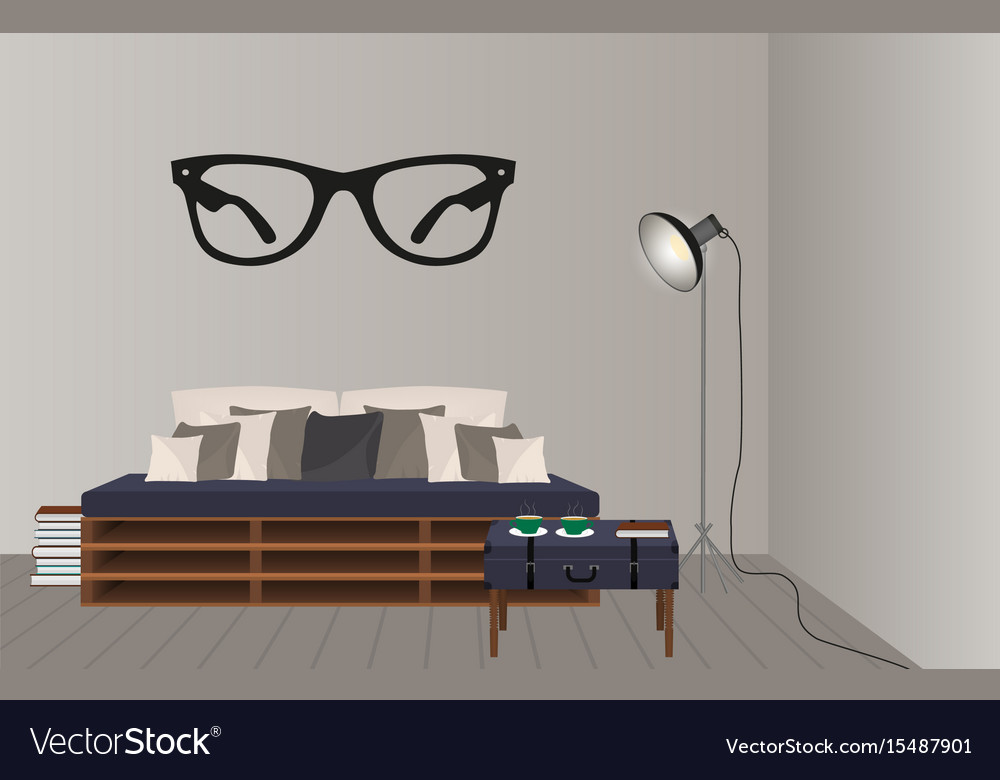 Interior Mockup In Hipster Style Floor Lamp Loft