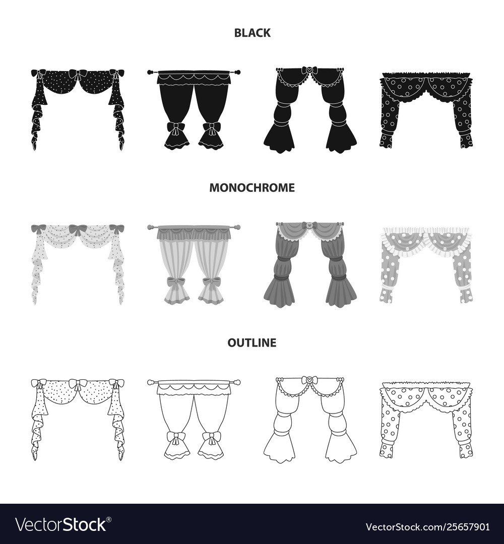 Isolated object curtains and drapes icon set Vector Image Isolated object curtains and drapes icon set