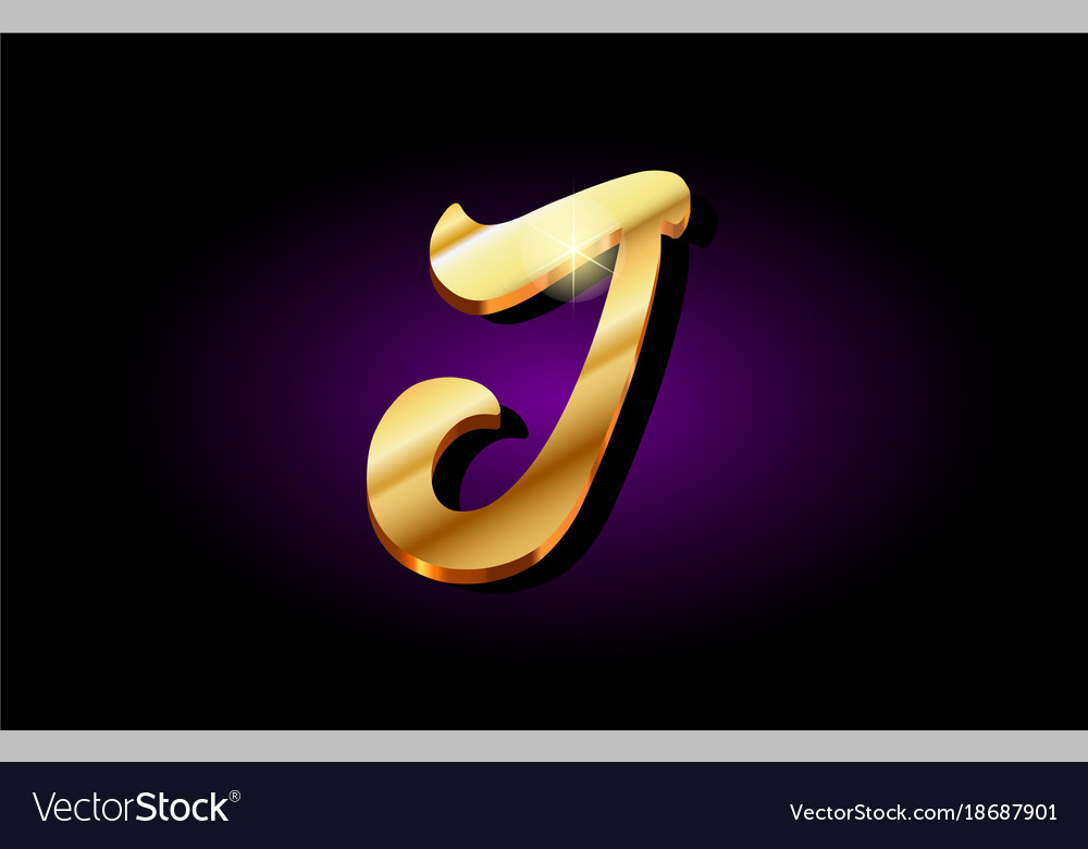 J Alphabet Letter Golden 3d Logo Icon Design Vector Image