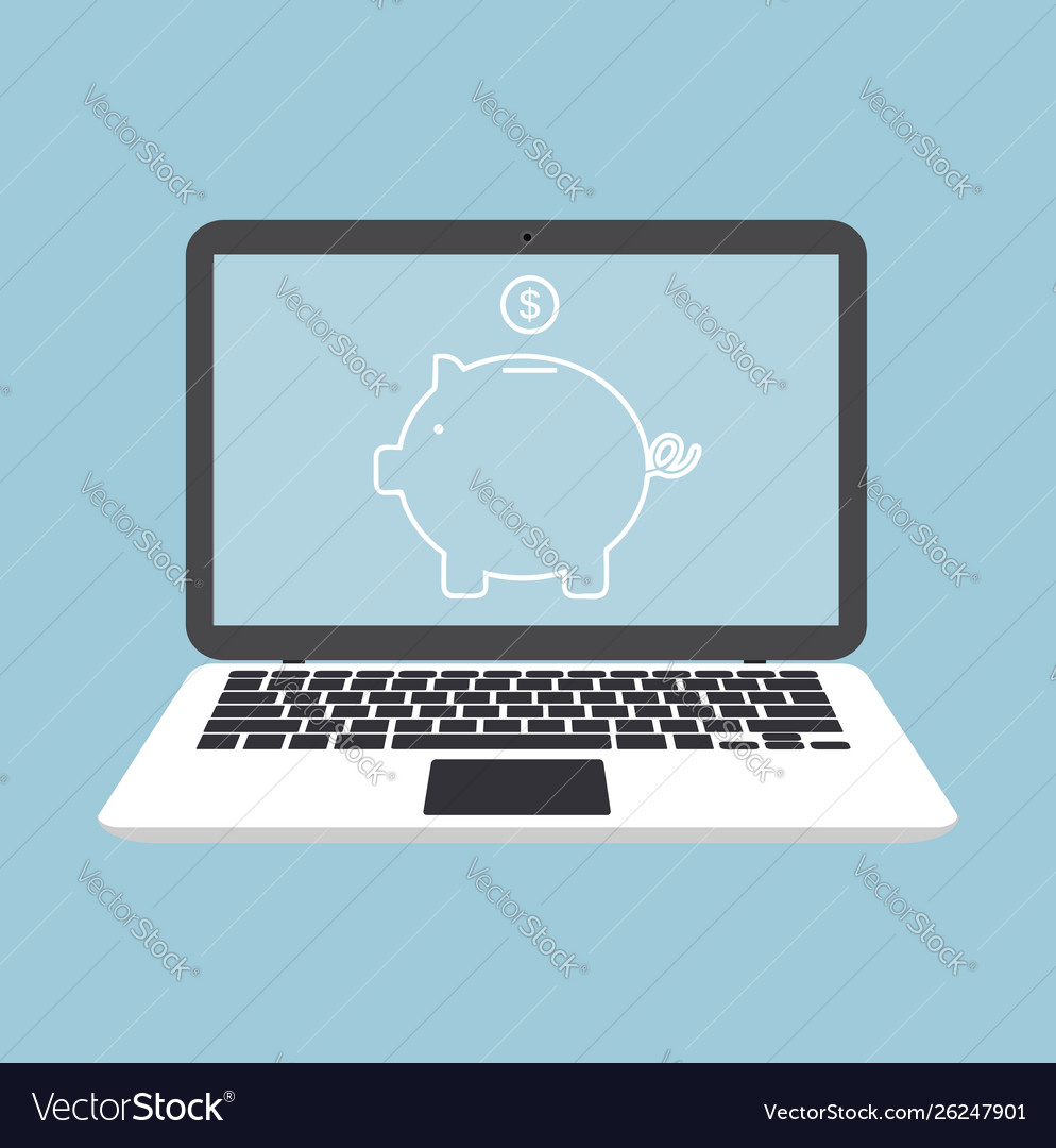 Laptop notebook whit piggy bank icon concept Vector Image