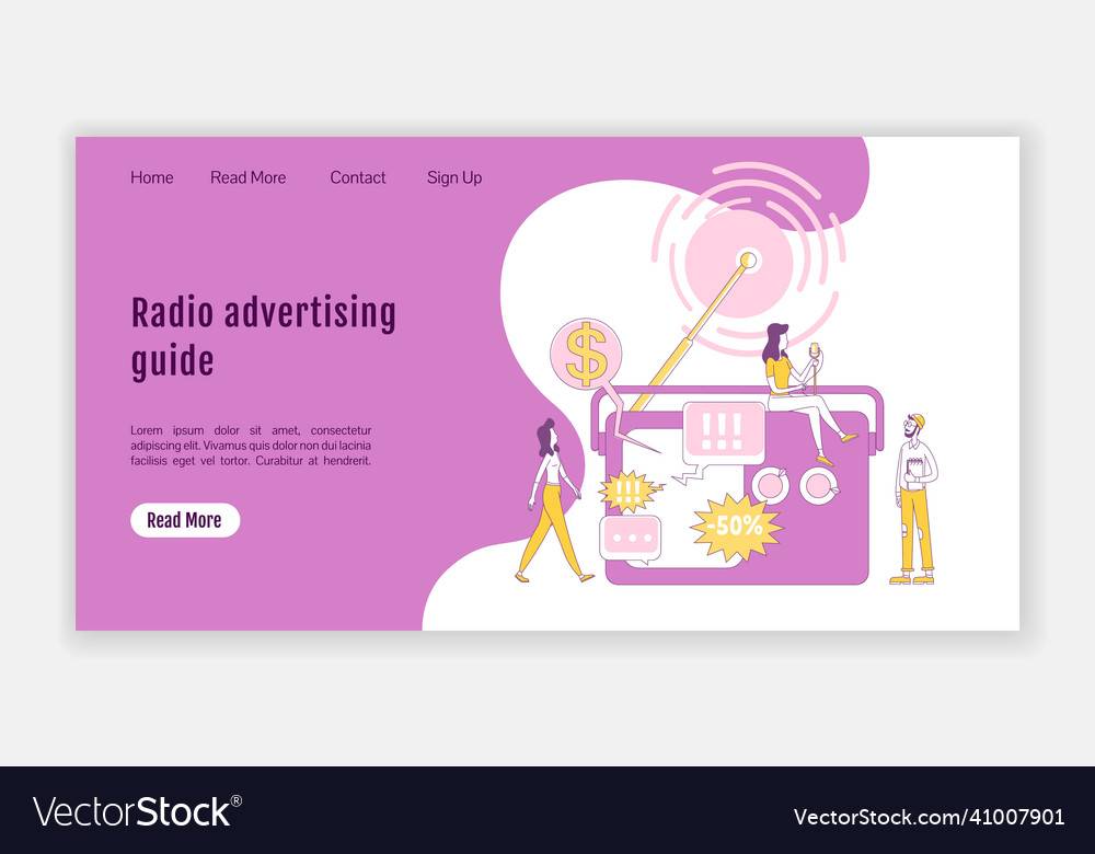 Radio advertising guide landing page flat