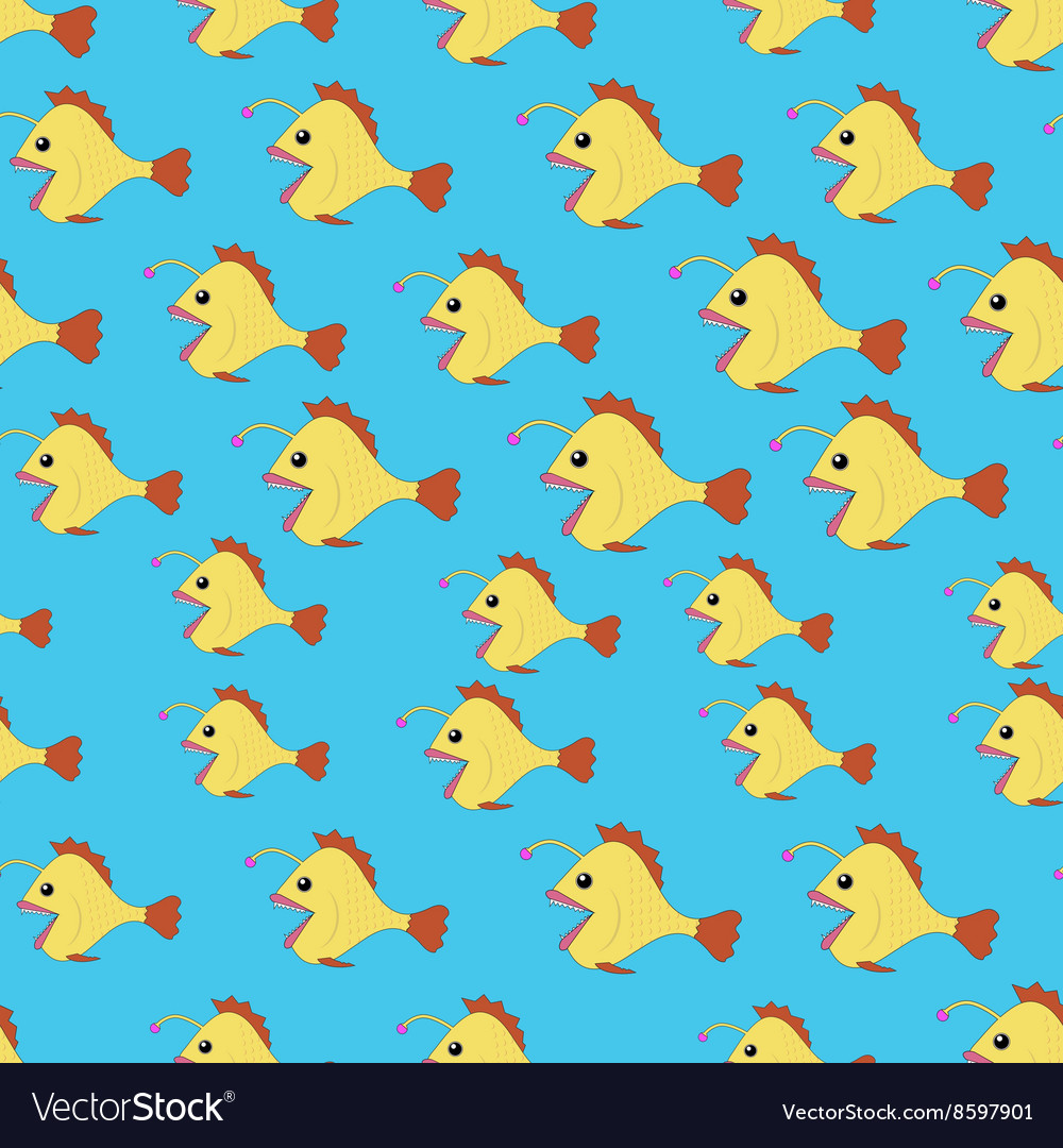 Seamless pattern with angler fish