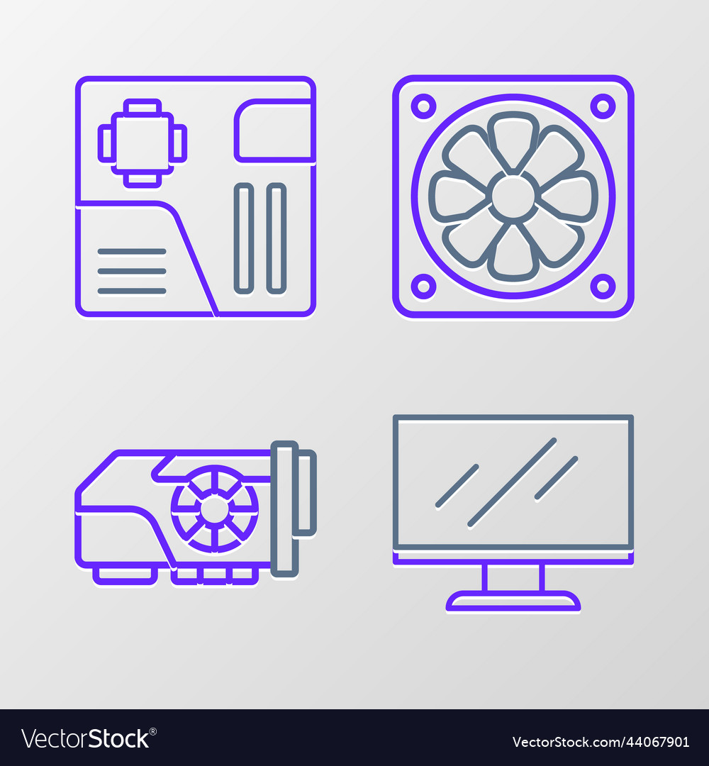 Set line computer monitor screen video graphic vector image Set line computer monitor screen video graphic
