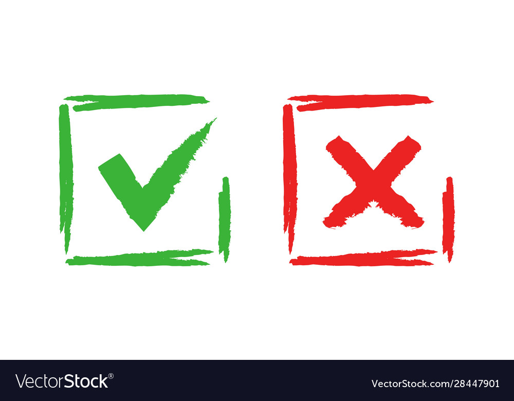 Tick and cross check marks good bad choice Vector Image