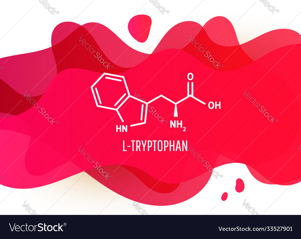 Tryptophan skeletal formula and structure on red