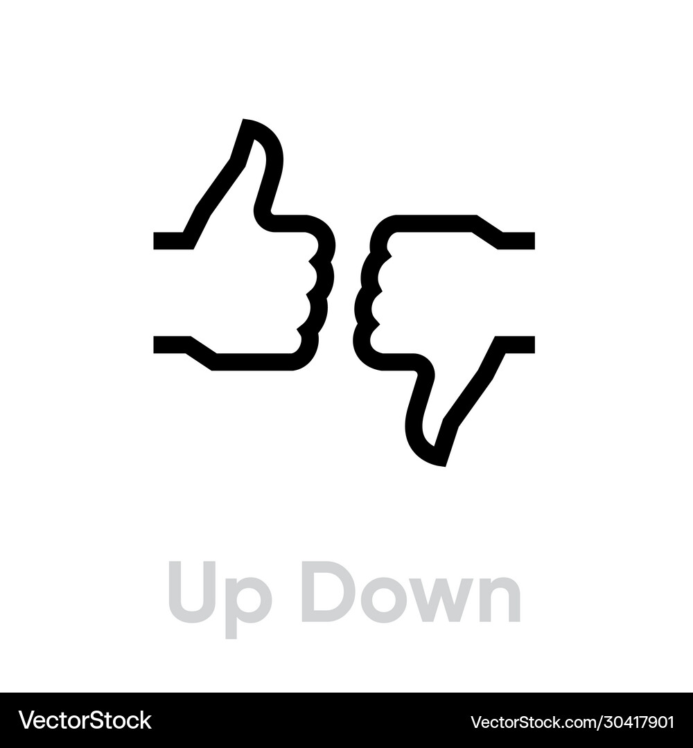 Up down thumb icon editable line Royalty Free Vector Image