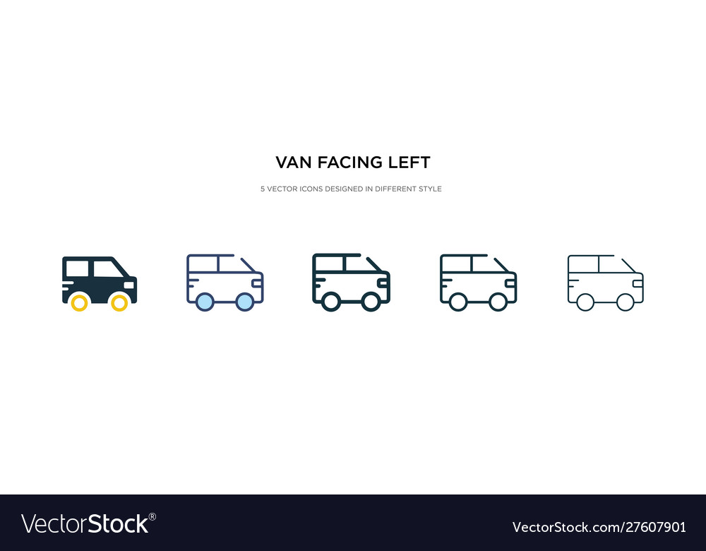 Van facing left icon in different style two vector image Van facing left icon in different style two