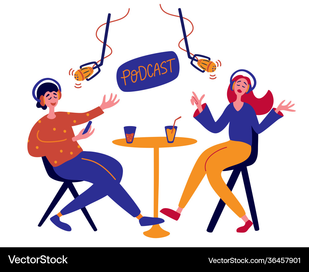 Young Man Interviewing A Guest In A Studio Vector Image