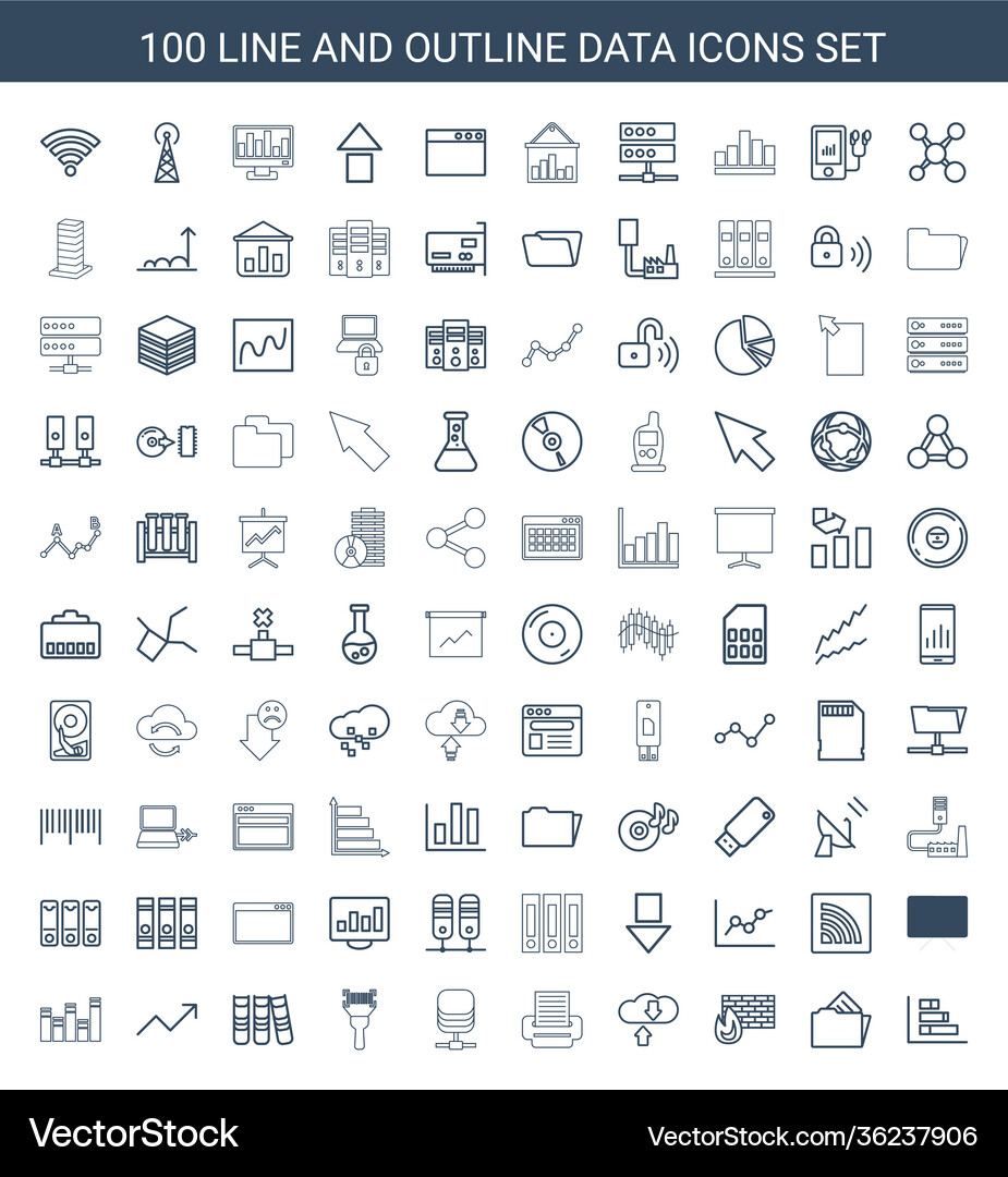 100 data icons Royalty Free Vector Image - VectorStock