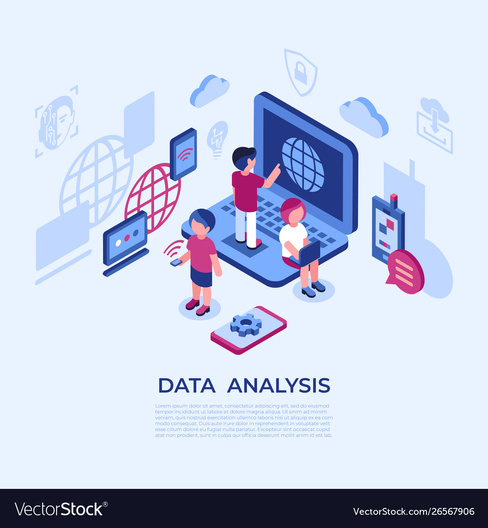 Artificial virtual reality data analysis vector image Artificial virtual reality data analysis