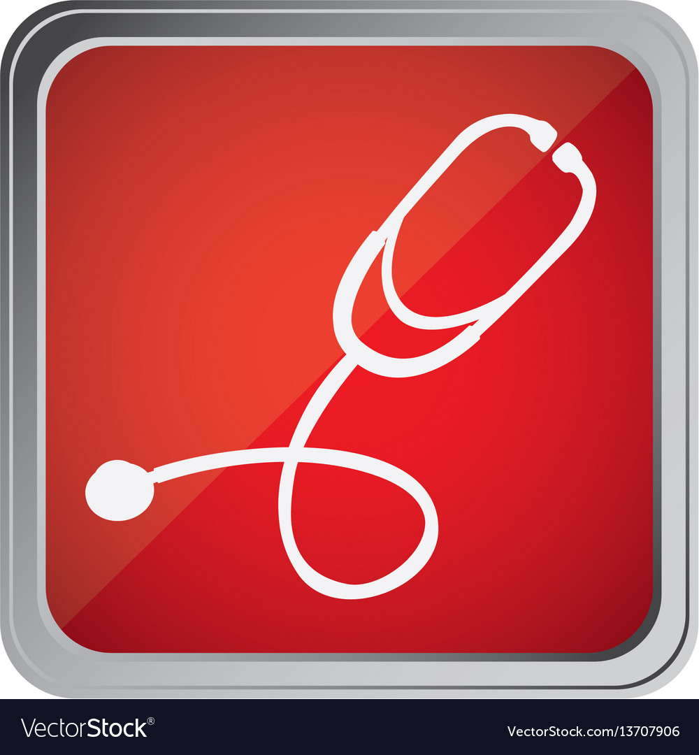 Button with stethoscope background red