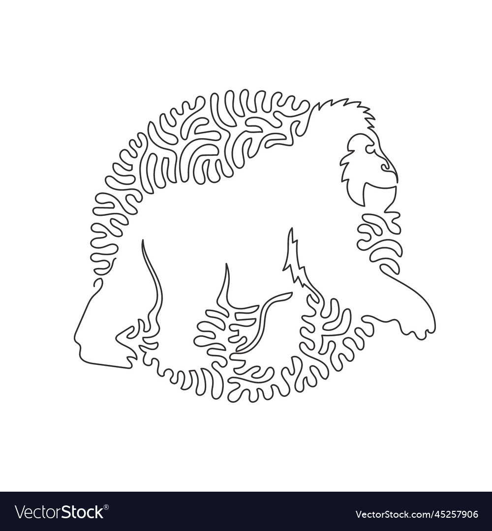 Continuous one curve line drawing of wild gorilla vector image Continuous one curve line drawing of wild gorilla
