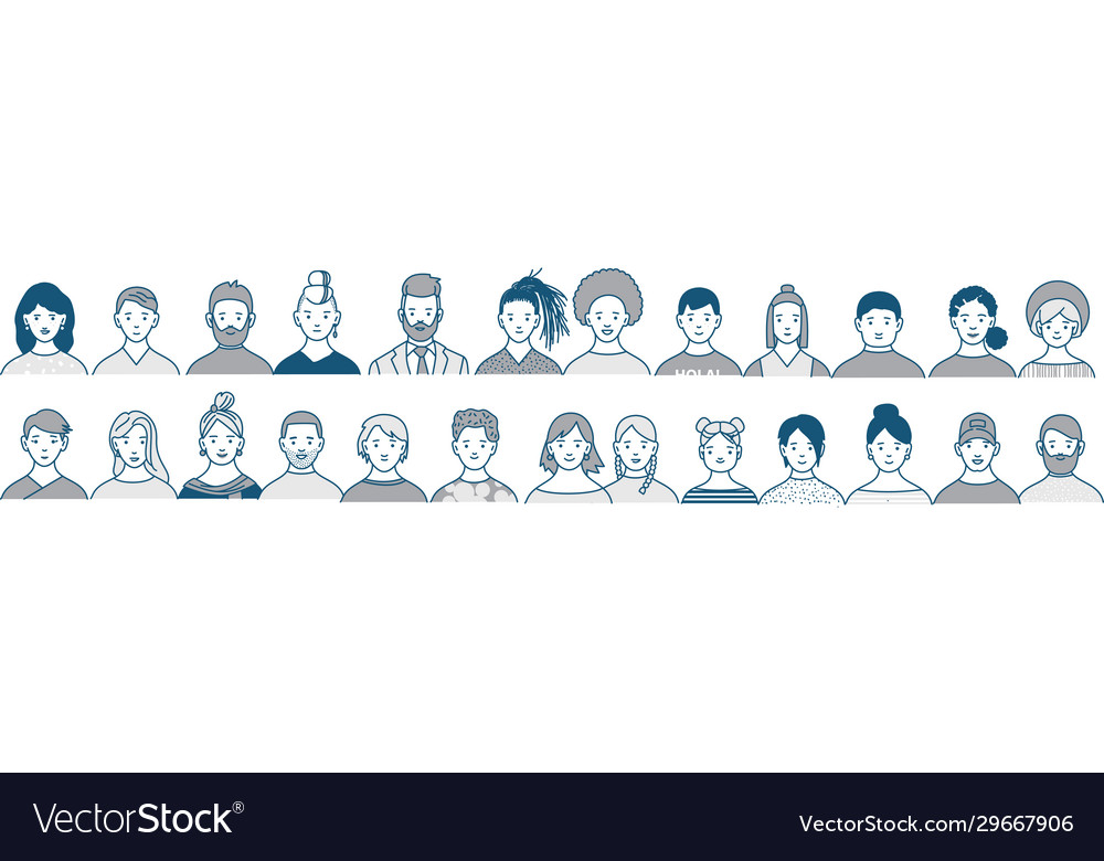 Decorative diverse women s and men head seamless Vector Image Decorative diverse women s and men head seamless