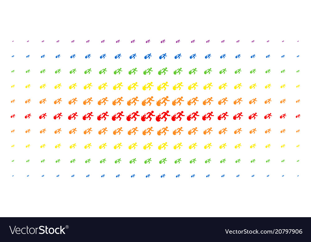 Fired running man spectrum halftone effect vector image Fired running man spectrum halftone effect