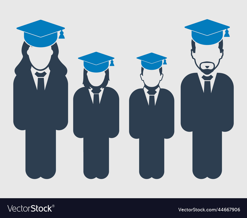 Graduate student team iconstanding male Royalty Free Vector