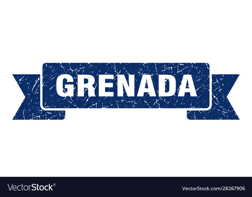 Grenada ribbon blue grunge band sign Royalty Free Vector