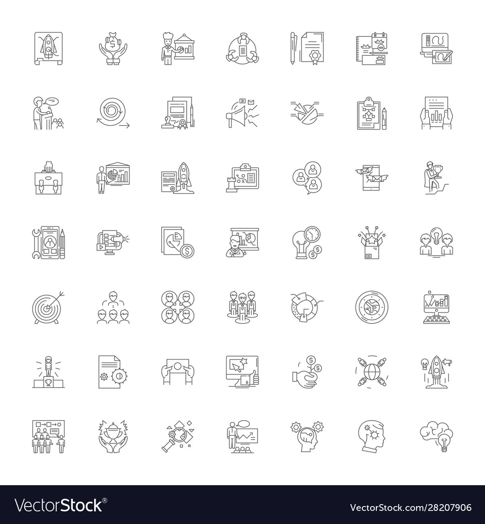 Launch project linear icons signs symbols vector image Launch project linear icons signs symbols