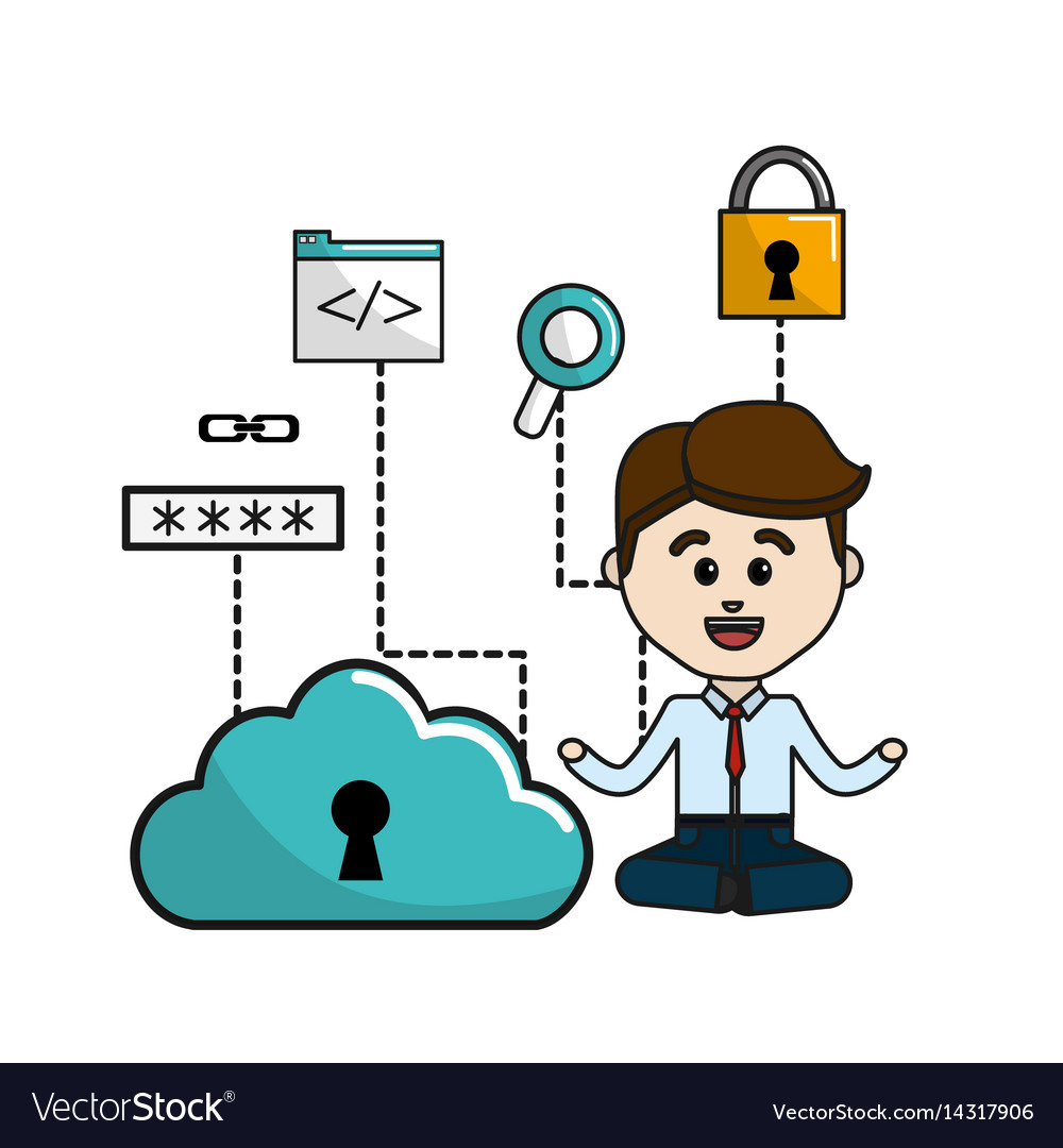 Man with cloud data wifi and technology icons