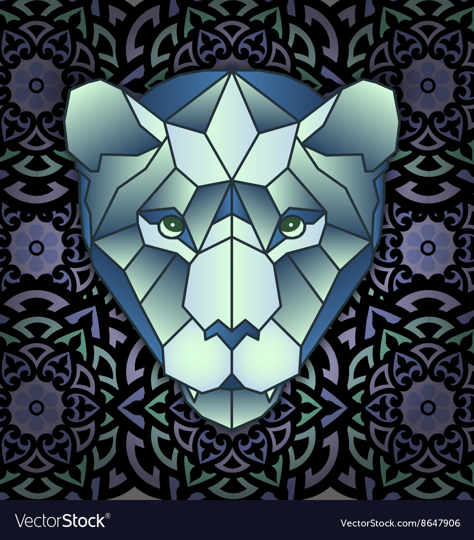 Mandala and polygonal head of tiger