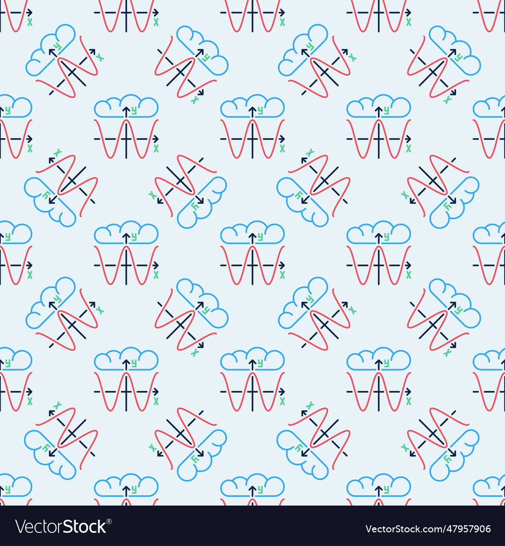 Math graph and cloud colored seamless pattern vector image Math graph and cloud colored seamless pattern