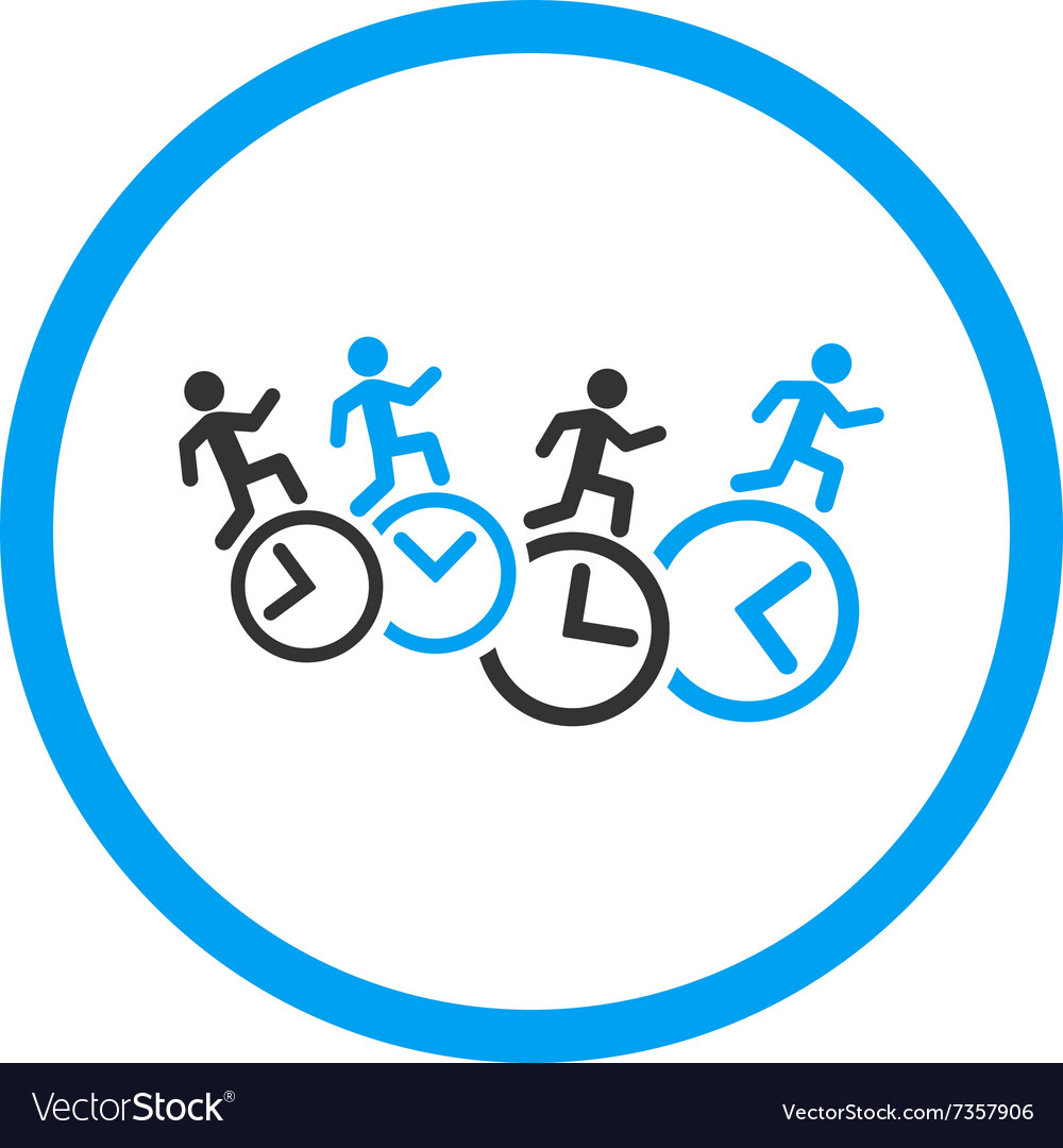 Men running over clocks rounded icon
