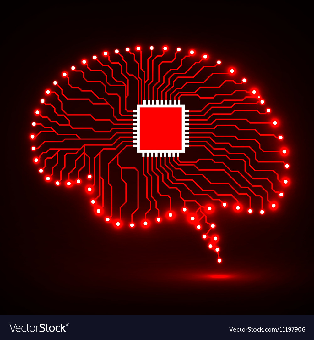 Neon brain cpu circuit board abstract