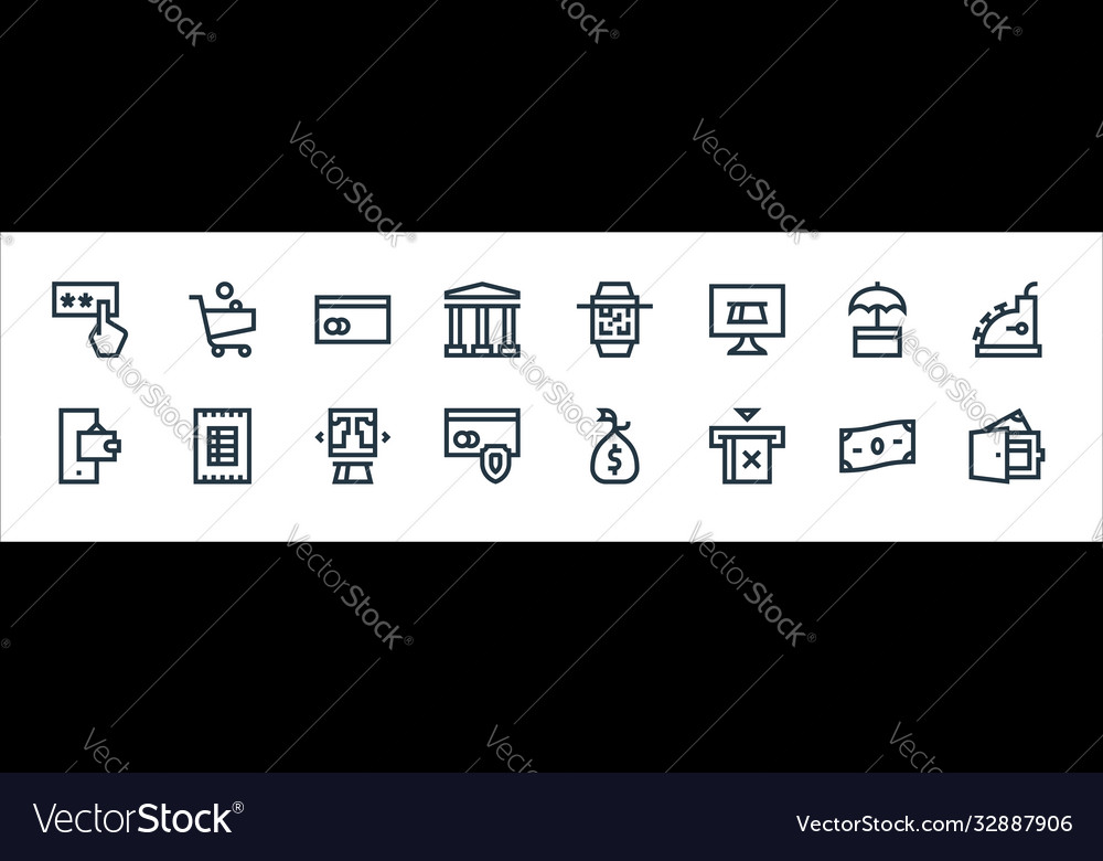 Payment line icons linear set quality vector image Payment line icons linear set quality