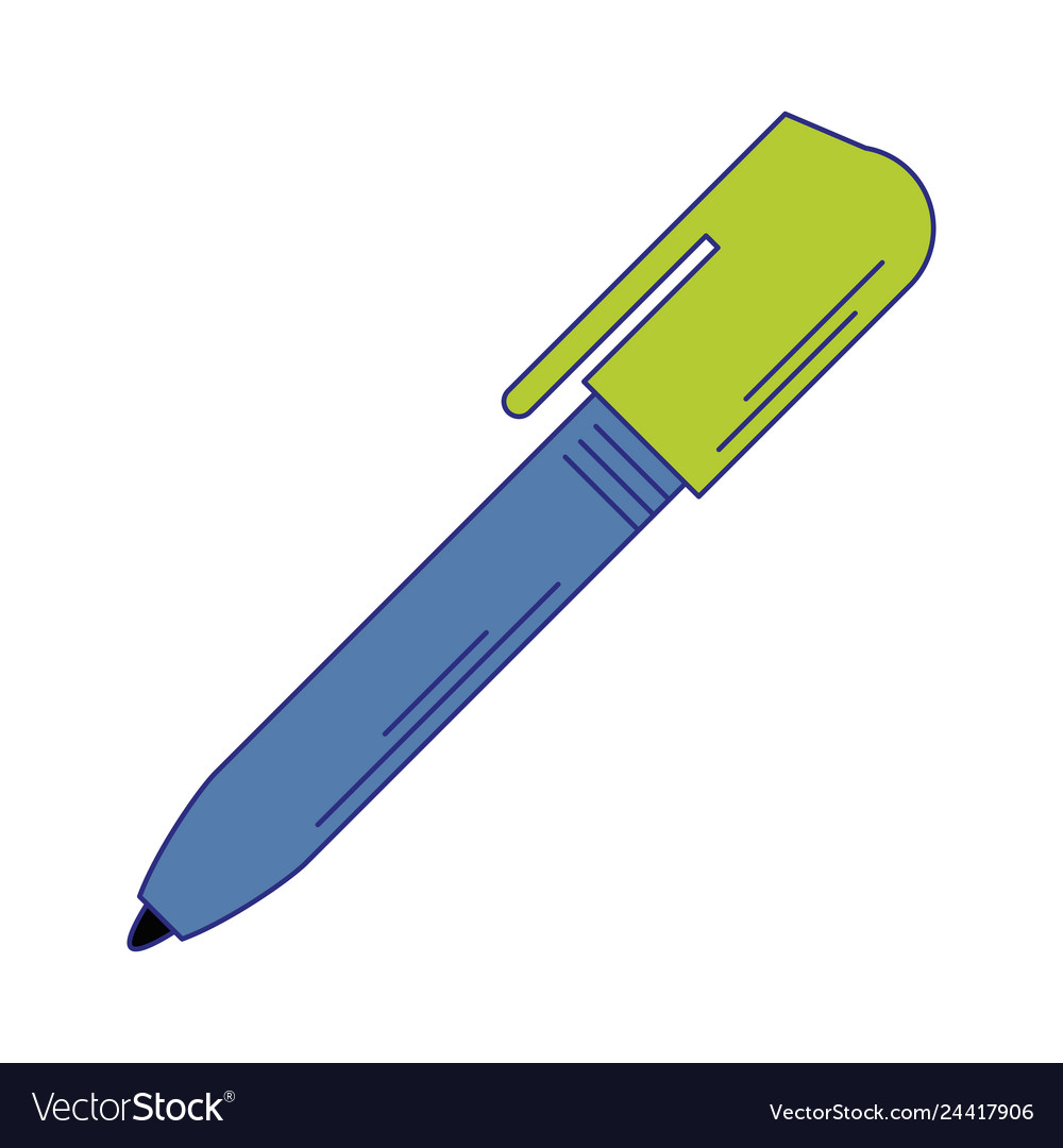 Pen office utensil isolated blue lines