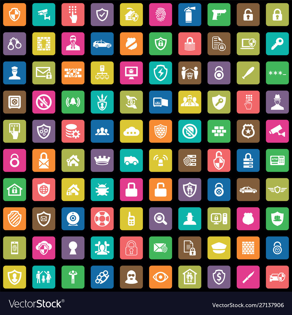 Security 100 icons universal set for web and ui